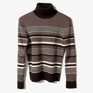 Denver Hayes Striped Turtleneck in Brown and Black